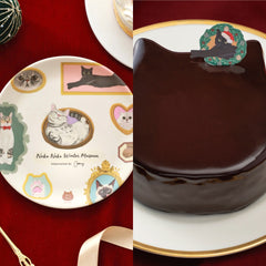 🎄配送予約商品🐈黒ねこクリスマスケーキ～チョコ～（バンブープレート付き）【送料込み】