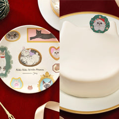 🎄配送予約商品🐈白ねこクリスマスケーキ～ホワイトチョコ&ベリー～（バンブープレート付き）【送料込み】